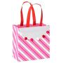 Papyrus (1-Count) Medium Valentines Day Gift Bag, Pink Stripes and Pom-Poms