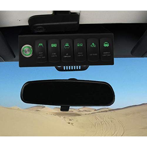 Apollointech Wrangler JK & JKU 2007-2018 Overhead 6-Switch Pod/Panel in Green Backlight with Control and Relay Box (Comes with 12 Laser Switch Covers)