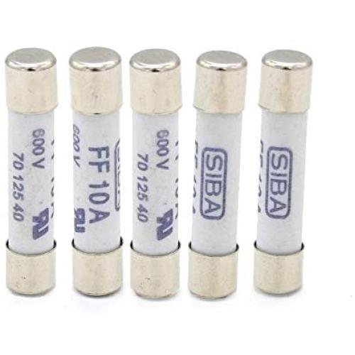 5Pcs FF10A 600V Very Fast Acting 10A Multimeter Fuse Brass, Nickel-Plated Fuse 6.3 x 32mm