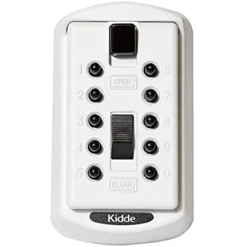Kidde AccessPoint 001413 KeySafe Original Slimline Push Button Combination Permanent Key Lock Box, 2-Key, White
