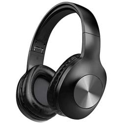 LETSCOM Bluetooth Headphones, 100 Hours Playtime Bluetooth 5.0 Headphones Over Ear with Deep Bass, Hi-Fi Sound and Soft Earpads, Built-in Mic, Wired/Wireless Headset for Home Office-Black