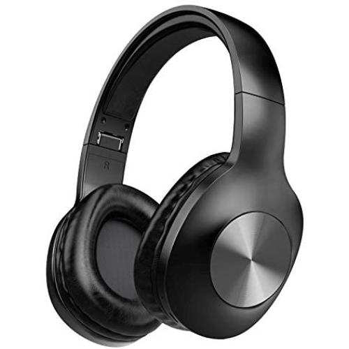 LETSCOM Bluetooth Headphones, 100 Hours Playtime Bluetooth 5.0 Headphones Over Ear with Deep Bass, Hi-Fi Sound and Soft Earpads, Built-in Mic, Wired/Wireless Headset for Home Office-Black