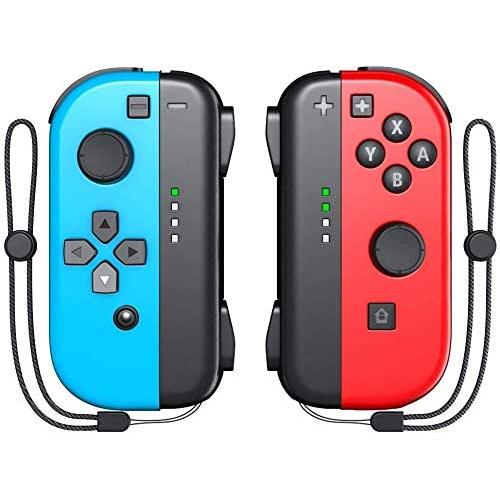 KDD Joy-Pad Controller Compatable with Nintendo Switch (L/R) Joy Controller Replacement - Neon Red/Neon Blue