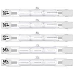5 Pack Halogen R7S 78mm T3 100W Dimmable 1050lm J-Type 120V R7S Base Warm White 2700K Double Ended Halogen Light Bulbs for Work, Security, Landscape Lights, Floor Lamps