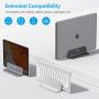 Vertical Laptop Stand [Adjustable Size], OMOTON Desktop Aluminum MacBook Stand with Adjustable Dock Size, Fits All MacBook, Surface, Chromebook and Gaming Laptops (Up to 17.3 inch), Black