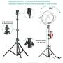 10'' Selfie Ring Light with Tripod Stand & Phone Holder for Live Stream/Makeup, Dimmable Led Camera Beauty Ringlight for YouTube TikTok/Photography Compatible with Cell Phone(Upgraded)
