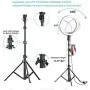 10'' Selfie Ring Light with Tripod Stand & Phone Holder for Live Stream/Makeup, Dimmable Led Camera Beauty Ringlight for YouTube TikTok/Photography Compatible with Cell Phone(Upgraded)
