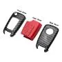 TANGSEN Flip Key Fob Case for Buick Encore Chevrolet Equinox Orlando Sonic Spark Trax GMC Terrain 3 4 Button Keyless Entry Remote Personalized Cover Plastic Carbon Fiber Pattern Red Silicone