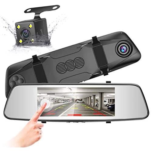 Pruveeo D700 7-Inch Touch Screen Backup Camera Dash Cam Front and Rear Dual Channel with Rear View Reversing Camera