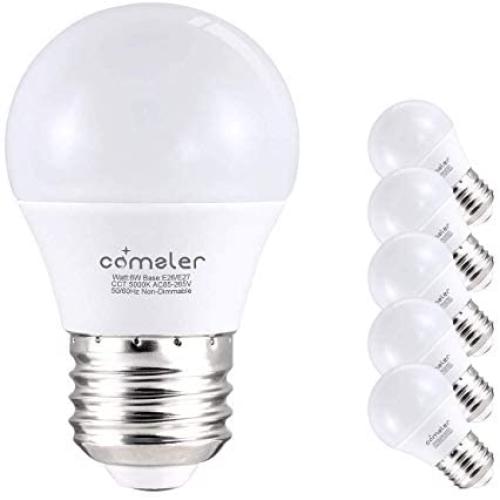 Comzler 6W A15 LED Bulb Daylight 60 Watt Equivalent, E26 Medium Screw Base Small Light Bulb Cool White 5000K, Home Lighting Decorative Ceiling Fan Light Bulbs Non-Dimmable(Pack of 6)