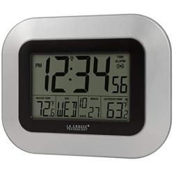 La Crosse Technology WS-8115U-S-INT Atomic Digital Wall Clock with Indoor and Outdoor Temperature