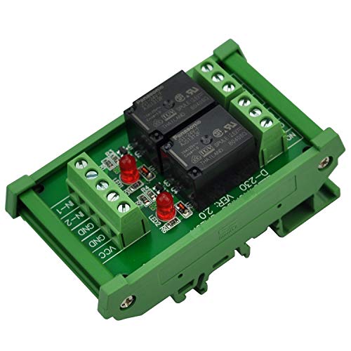 Electronics-Salon DIN Rail Mount 2 SPDT 10Amp Power Relay Interface Module, DC 12V Version.