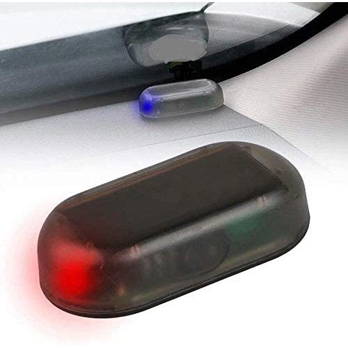 G·PE House 2pcs Car Solar Power Simulated Dummy Alarm Warning Anti-Theft USB Charger LED Flashing Security Light Fake Lamp (Blue + Red)