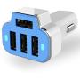 Aduro 4 Port Car Charger USB Adapter, 12V Fast Car Charger USB Adapter Power Station 5.2A/26W Output (Blue)