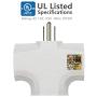 Kasonic 3-Outlet Grounding Adapter (3 Pack); Heavy-Duty Grounded Power Tap; UL Listed Plug Extender (White)