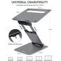 Nulaxy Laptop Stand, Ergonomic Sit to Stand Laptop Holder Convertor, Adjustable Height from 2.1'' to 13.8'', Supports up to 22lbs, Compatible with MacBook, All Laptops Tablets 10-17'' - Space Grey