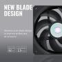 Cooler Master SickleFlow 120 V2 All-Black 120mm Square Frame Fan with Air Balance Curve Blade Design, Sealed Bearing, PWM Control for Computer Case & Liquid Radiator