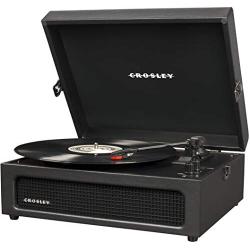 Crosley CR8017A-BK Voyager Vintage Portable Turntable with Bluetooth Receiver and Built-in Speakers, Black
