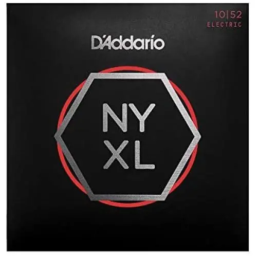 D’Addario NYXL1052 Nickel Plated Electric Guitar Strings,Light Top/Heavy Bottom,10-52 – High Carbon Steel Alloy for Unprecedented Strength – Ideal Combination of Playability and Electric Tone D’Addario NYXL1052 Nickel Plated Electric Guitar Strings,Light Top/Heavy Bottom,10-52 – High Carbon Steel Alloy for Unprecedented Strength – Ideal Combination of Playability and Electric Tone