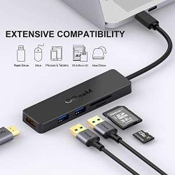 USB C Hub,QGeeM 5 in 1 USB C to HDMI 4K Adapter,USB C to USB 3.0,Type C SD/TF Card Reader,USB to HDMI,Compatible with MacBook Pro 2018 ipad Pro, ChromeBook, Dell XPS, Surface Go