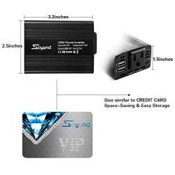150W Car Power Inverter Charger DC 12V to 110V AC Converter with 3.1A Dual USB Charger(Black)