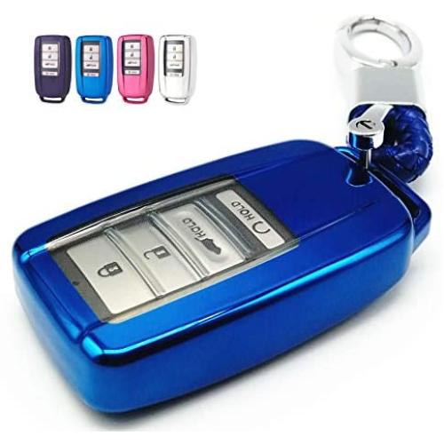 Cajek Blue TPU Key Fob Cover Case Holder Skin Bag Protector for Acura RDX RLX MDX ILX TLX PLX NSX 2 3 4 Buttons Remote Control (Not Fit Engine Hold Key)