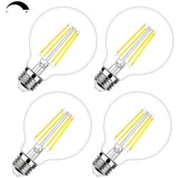 Dimmable G25 LED Vanity Edison Bulbs 100W Equivalent 1200 Lumens 5000K Daylight White 8W Vintage LED Globe Filament Bulbs with Clear Glass & E26 Base for Bathroom Makeup Mirror Pendant 4 Packs