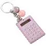 Serounder Mini Calculator, Portable Pocket Candy Color PVC 8 Digits Electronic Calculator with Silicone Buttons and Keychain Buckle for Children Students(Gray Purple)