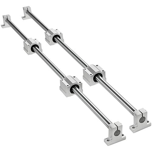 BestEquip Linear Rail Slide 2PCs 16mm x 800mm Linear Bearing Slide Set with 4Pcs Block Bearings SC20UU+4Pcs Shaft Support Linear Shaft CNC Parts Kits for Electronic Equipment Guide Bar
