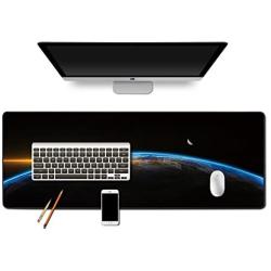 KINPLE XXL Extended Large Gaming Mouse Pad Non-Slip Water-Resistant Rubber Cloth Computer Game Mouse Mat(35.4×15.75×0.1 inch Earth)