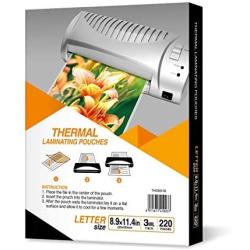 Everest Thermal Laminating Pouches, 8.9 x 11.4 Inches, 3 Mil Thick, 220 - Pack, Letter Size Sheets, Clear(TH0300-02)