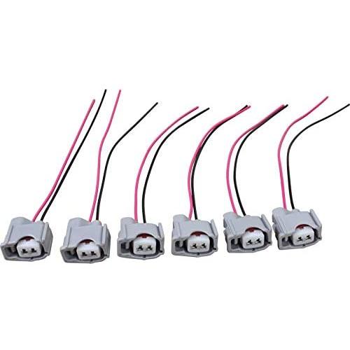 Set of 6 Premium Fuel Injector Connector Pigtails Compatible Replacement for 1999-2013 Toyota and More Oem Fit WH1007x6