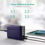 USB Charger RAVPower 60W 12A 6-Port Desktop USB Charging Station with iSmart Multiple Port, Compatible iPhone 12 Mini SE 11 Pro Max XS XR X iPad Pro Air Mini Galaxy S10 Note 10 Tablet (Navy Blue)