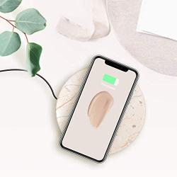 Eggtronic Wireless Charging Stone - Qi Certified 10W high Speed Charger with Built-in Durable Braided Cable for iPhone, Galaxy, Note, AirPods 2, AirPods Pro, Galaxy Buds, Pixel Buds - Cream Marble
