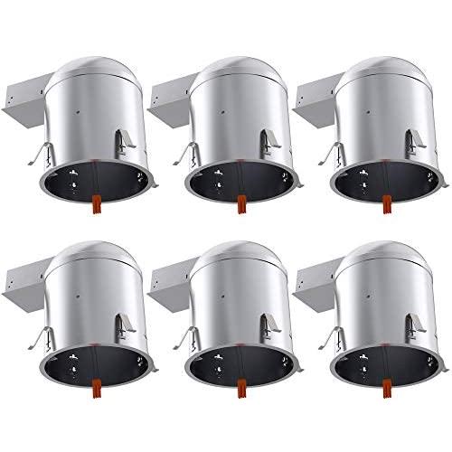 Sunco Lighting 6 Pack 6 Inch Remodel Housing, Air Tight IC Rated Aluminum Can, 120-277V, TP24 Connector Included for Easy Install - UL & Title 24 Compliant