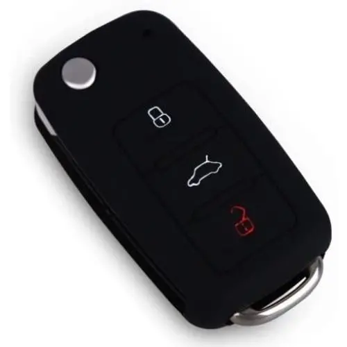 YLC Silicone Car Key Cover Set of 2 Pack, Universal Car Key Protection Case/Fob Holder/Car Key Skin Jacket for VW Golf 6 Golf VI MK6 Skoda SEAT 3 Buttons Key(Black)