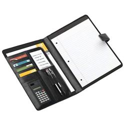 Office Depot Brand Padfolio with Magnetic Closure and Calculator, 11 1/10''H x 10 1/2''W x 1 3/10''D, Black