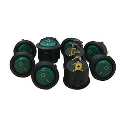 Taiss / 10Pcs AC 250V/6A, 125V/10A Green Light Illuminated ON/Off SPST 3 Pin 2 Position Mini Boat Rocker Switches Car Auto Boat Rocker Toggle Switch Snap KCD1-5-101N-G