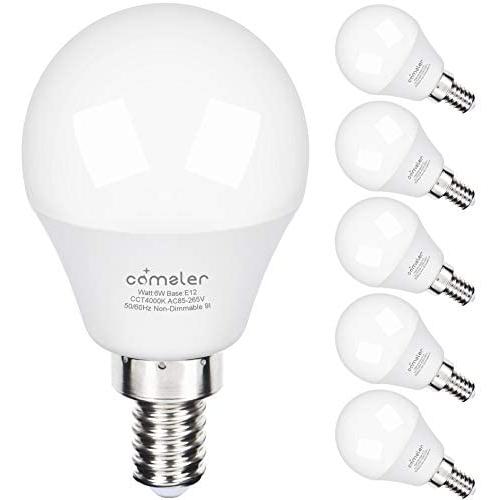 Comzler Ceiling Fan Light Bulbs Candelabra LED Bulbs - 60 watt Equivalent, 4000K Cool White Candelabra E12 Base G45 Globe Light Bulbs for Ceiling Fan,600lm,Non-Dimmable, Pack of 6 …