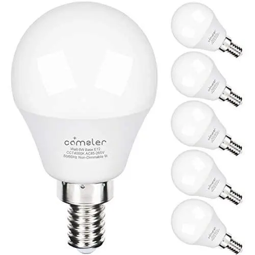Comzler Ceiling Fan Light Bulbs Candelabra LED Bulbs - 60 watt Equivalent, 4000K Cool White Candelabra E12 Base G45 Globe Light Bulbs for Ceiling Fan,600lm,Non-Dimmable, Pack of 6 … Comzler Ceiling Fan Light Bulbs Candelabra LED Bulbs - 60 watt Equivalent, 4000K Cool White Candelabra E12 Base G45 Globe Light Bulbs for Ceiling Fan,600lm,Non-Dimmable, Pack of 6 …