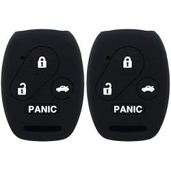 2Pcs WERFDSR Sillicone key fob Skin key Cover Keyless Entry Remote Case Protector Shell for Honda Accord Civic CRV EX SE Element Pilot 4 button smart remote black