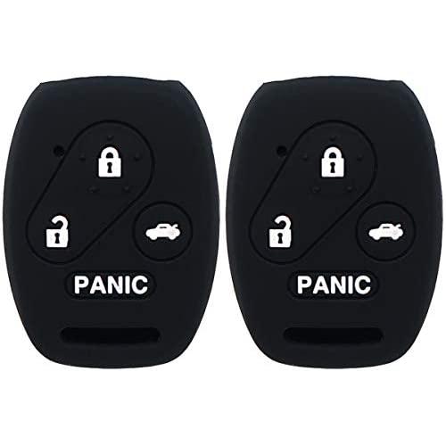 2Pcs WERFDSR Sillicone key fob Skin key Cover Keyless Entry Remote Case Protector Shell for Honda Accord Civic CRV EX SE Element Pilot 4 button smart remote black
