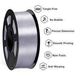 SUNLU Silk Silver PLA Filament 1.75mm 3D Printer Filament, 1KG 2.2 LBS Spool 3D Printing Material, Shiny Metallic PLA Silk Filament