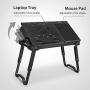 Laptop Desk, Laptop Table for Bed with Fan, Bed Desk for Laptop and Writing, with 4 Port USB Hub, Adjustable Light, Large Mouse Pad and Storage Box (Black)