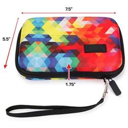 USA Gear Hard Shell Electronic Organizer Travel Case 7.5 Inch with Weather Resistant Exterior and Large Mesh Accessory Pocket - Compatible with Garmin GPS, Chargers, and More Electronics - Geometric