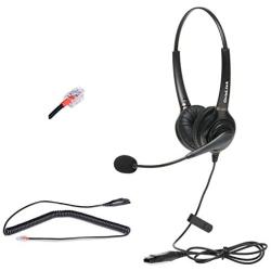 Grandstream Phone Headset with 2 earpieces on Both Ears | Noise Canceling Microphone Call Center Headset Compatible with Grandstream High-End IP Phones | RJ9 Headset Quick Disconnect Included