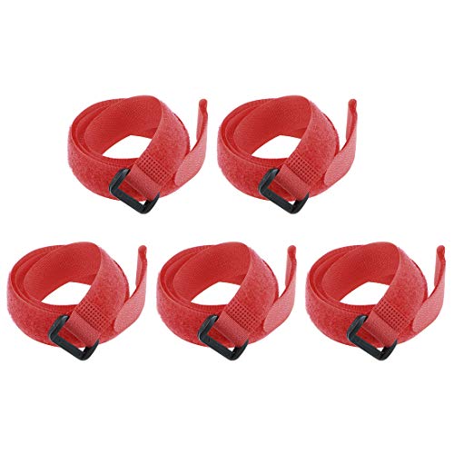 uxcell 5PCS RC Lipo Straps 20x550mm Nylon Kundled Straps Non-Slip for Electronic Wires and Other Items(Red)
