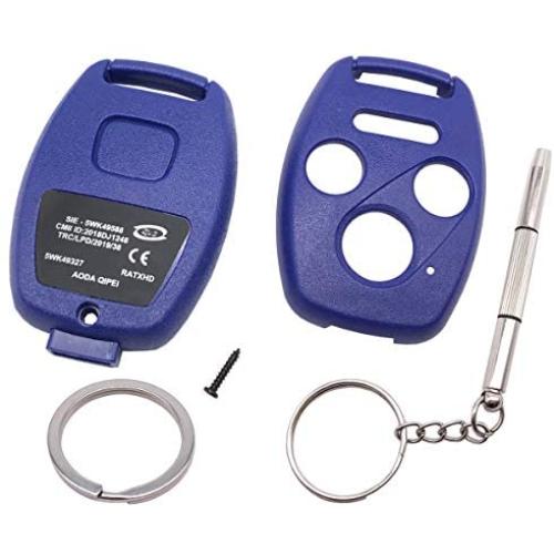4 Buttons Replacement Key Fob Case Shell Fits for Honda Accord Civic Ex Pilot Keyless Entry Remote Control Car Key Fob Cover (3 + 1 Buttons, Blue)