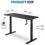 DEVAISE Adjustable Height Standing Desk, 47 inch Sit to Stand Up Desk Workstaion with Crank Handle for Office Home, Black
