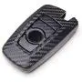 TANGSEN Smart Key Fob Personalized Case Protective Cover for BMW 1 3 4 5 6 7 Series GT3 GT5 M5 M6 X3 X4 3 4 Button Keyless Entry Remote 3D Twill Weave Carbon Fiber ABS Plastic Emboss